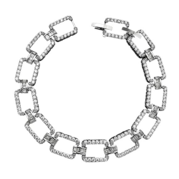 Luxury Rectangle Silver Bracelet - Picture 11 of 11